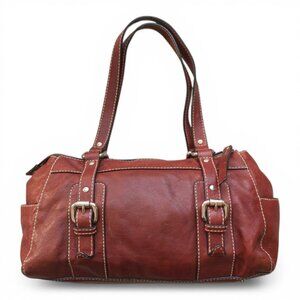 Fossil Brown Leather Satchel Shoulder Bag | Buckle Detail